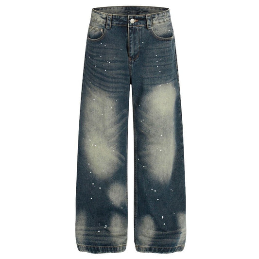 Retro Washed Paint Splattered Jeans - Thrashink
