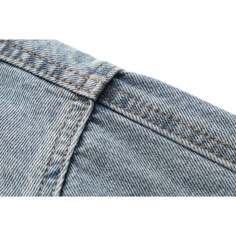 Reverse - split Washed Denim Jacket - Thrashink