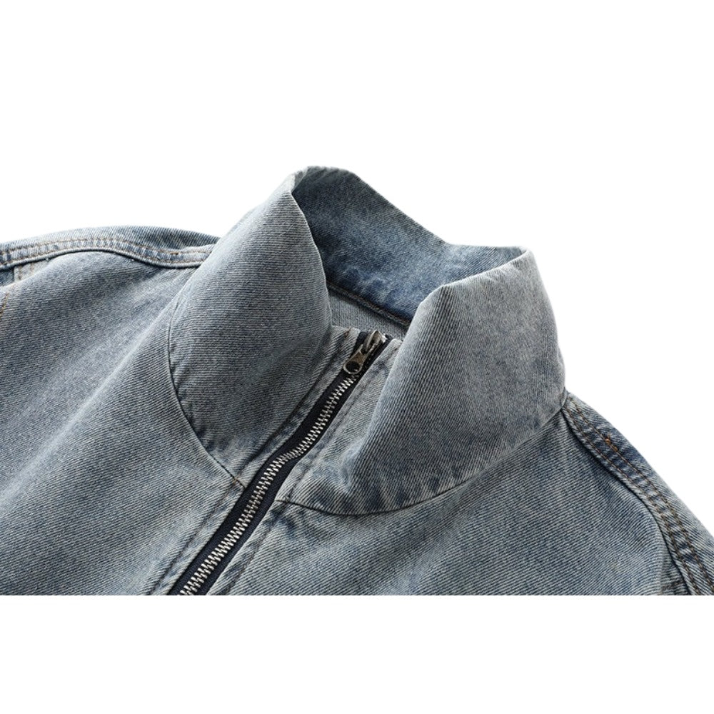 Reverse - split Washed Denim Jacket - Thrashink
