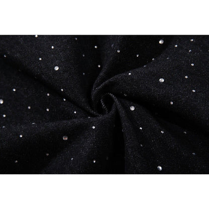 Rhinestone Star Black Wide - Leg Jeans - Thrashink