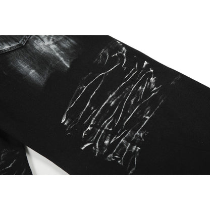 Rhinestone Star & Paint Smear Baggy Jeans - Thrashink