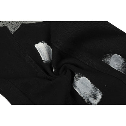Rhinestone Star & Paint Smear Baggy Jeans - Thrashink