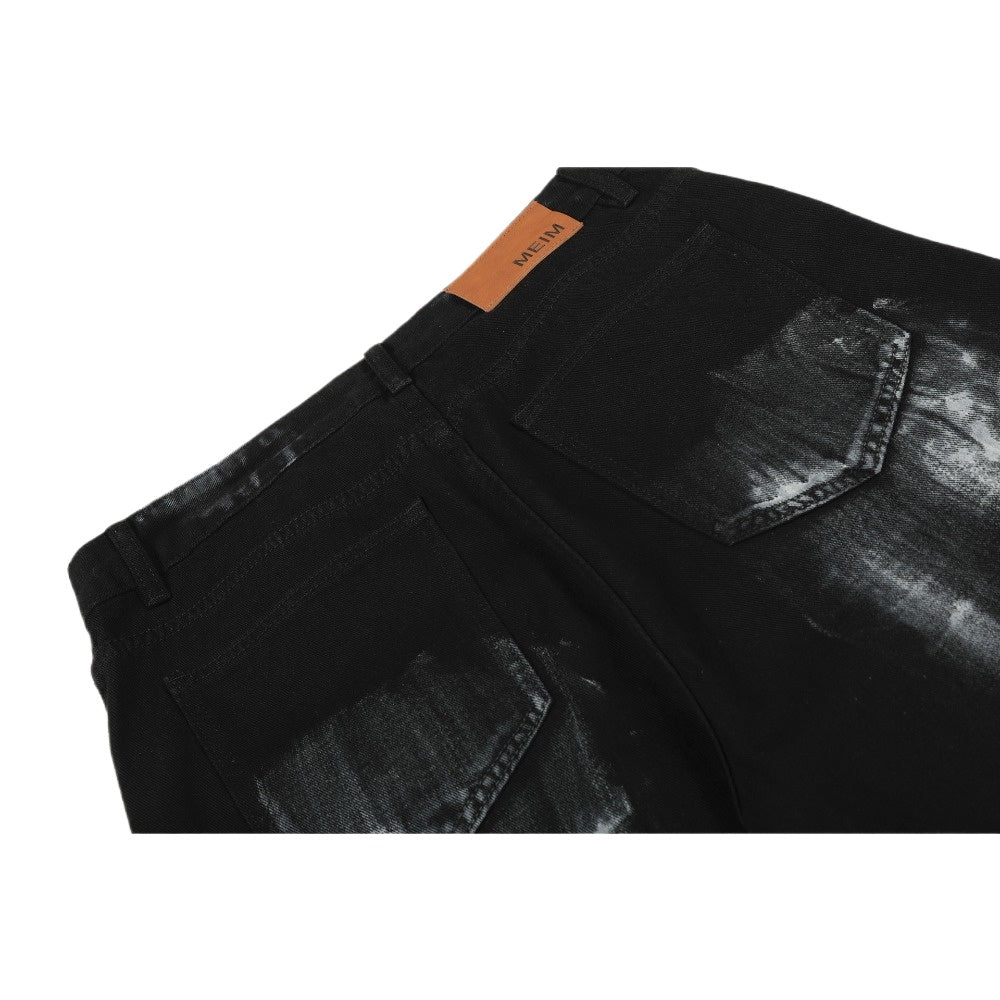 Rhinestone Star & Paint Smear Baggy Jeans - Thrashink