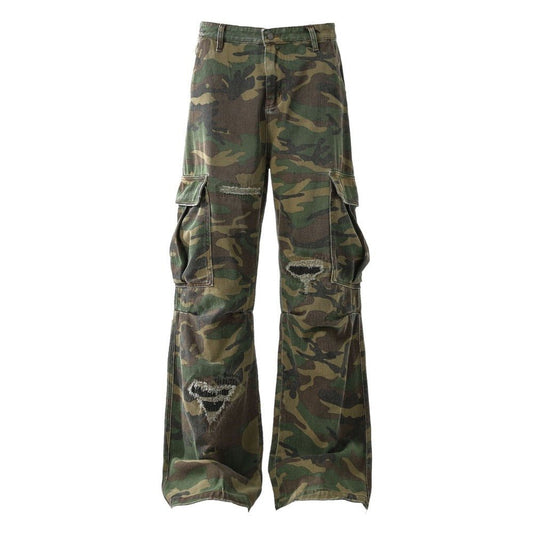 Ripped Camou Cargo Utility Pants - Thrashink