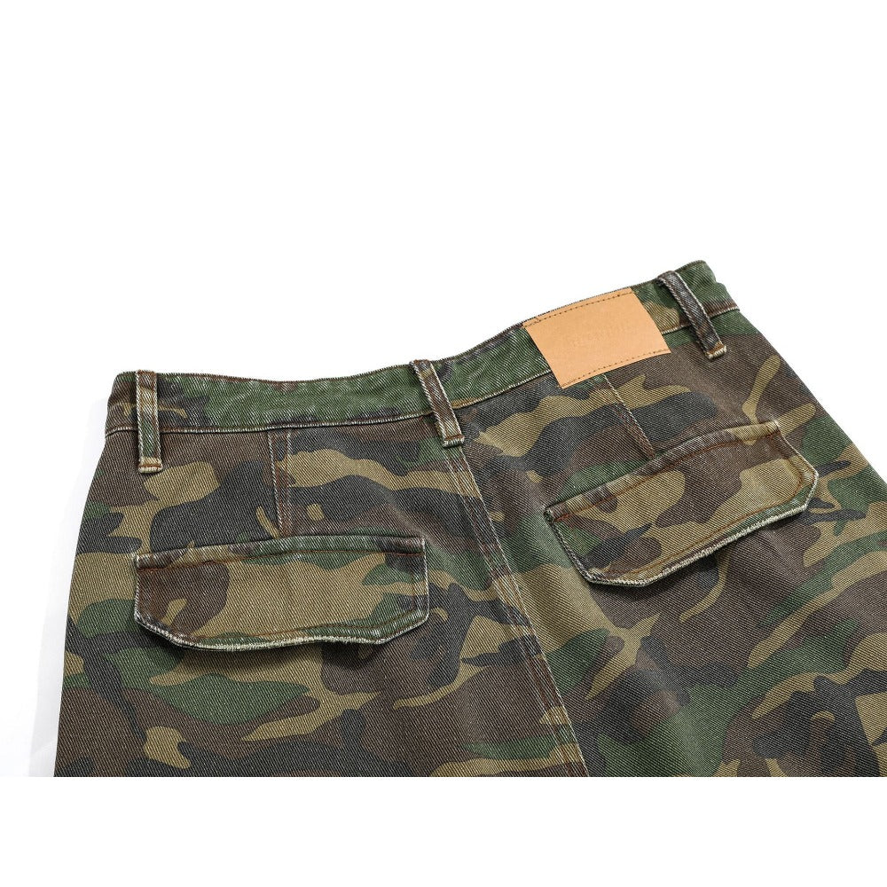 Ripped Camou Cargo Utility Pants - Thrashink