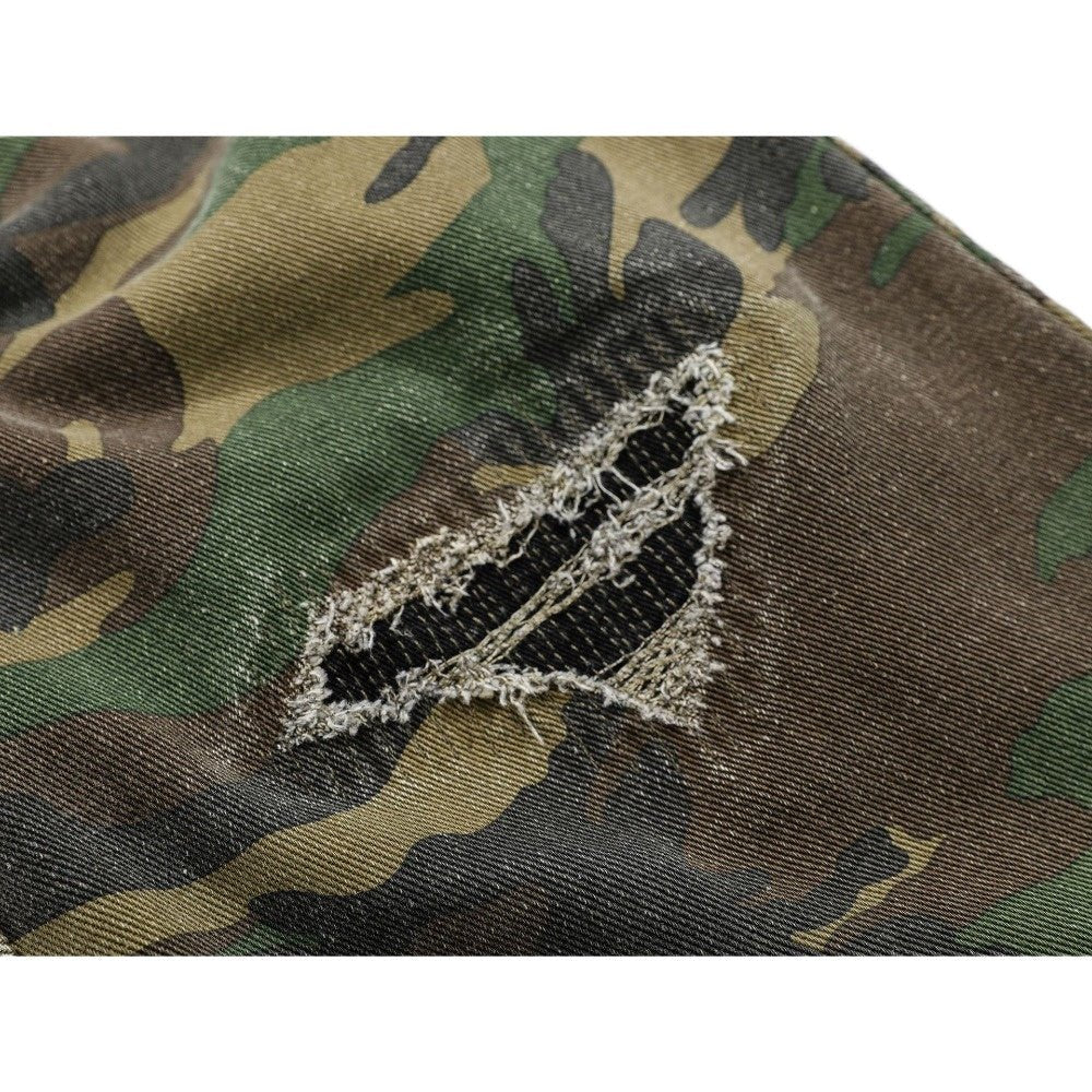 Ripped Camou Cargo Utility Pants - Thrashink