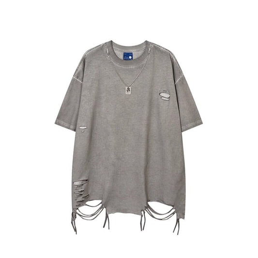 Ripped Necklace Short Sleeve T-Shirt - Thrashink