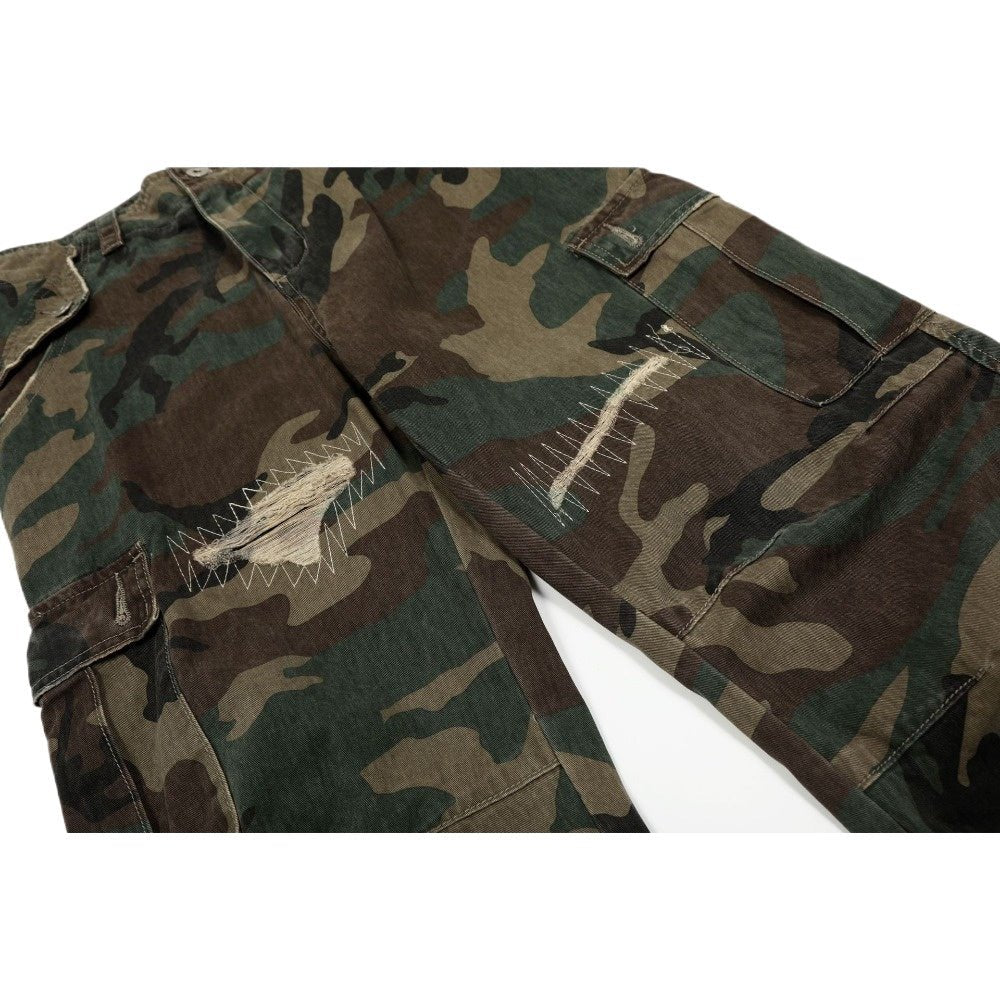 Ripped & Repaired Camo Cargo Pants - Thrashink