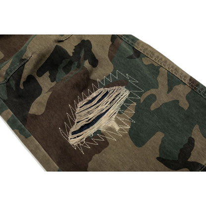 Ripped & Repaired Camo Cargo Pants - Thrashink