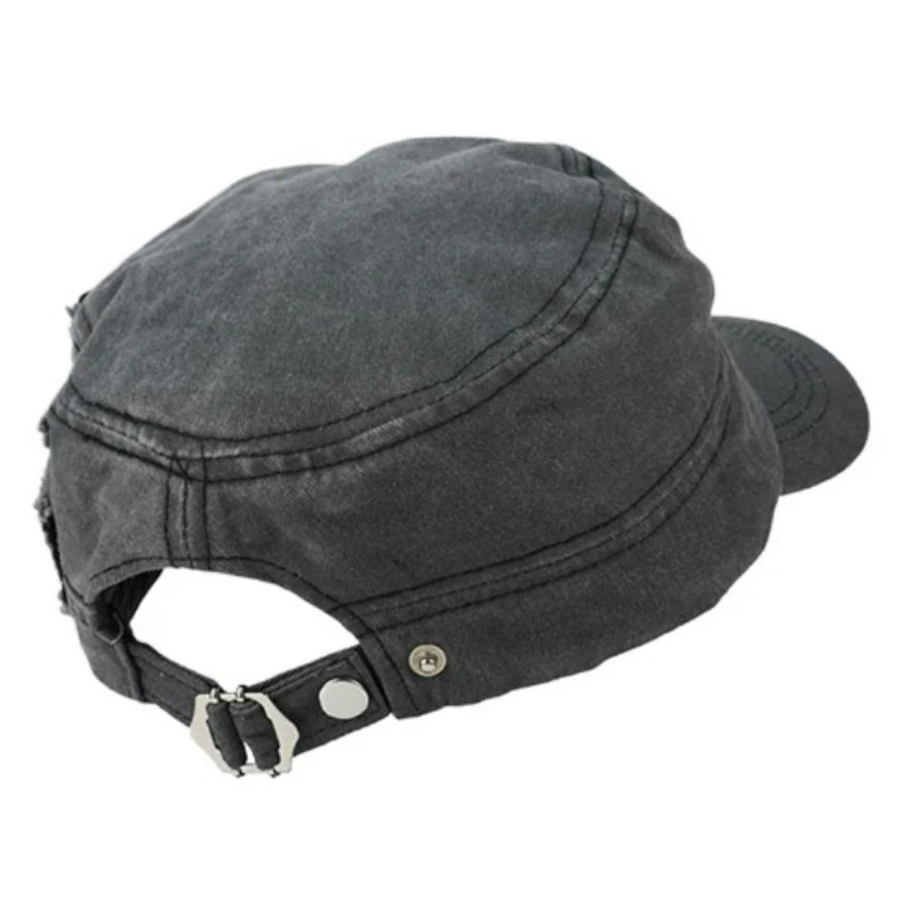 Rivet Zip Patchwork Denim Cap - Thrashink