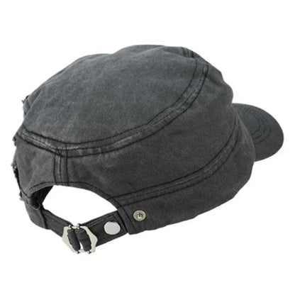 Rivet Zip Patchwork Denim Cap - Thrashink