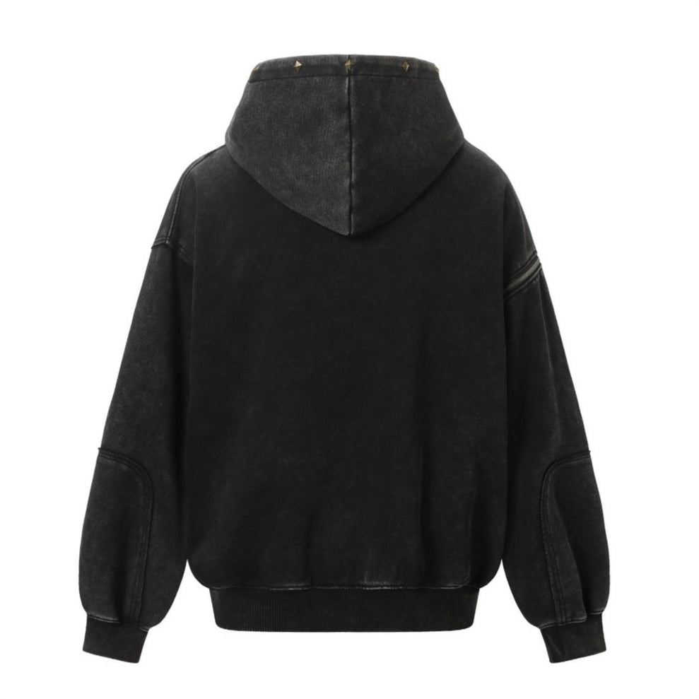 Riveted Washed Hooded Jacket - Thrashink