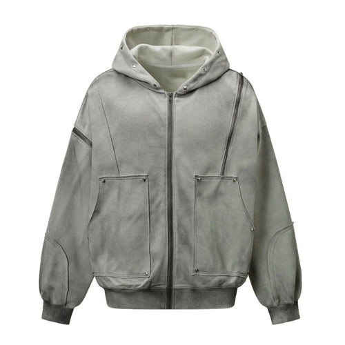 Riveted Washed Hooded Jacket - Thrashink