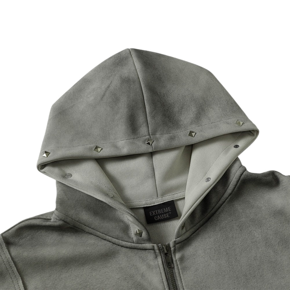 Riveted Washed Hooded Jacket - Thrashink