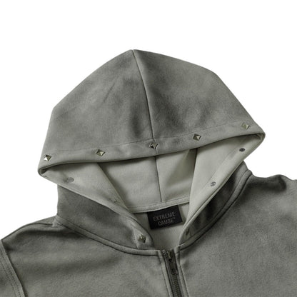 Riveted Washed Hooded Jacket - Thrashink