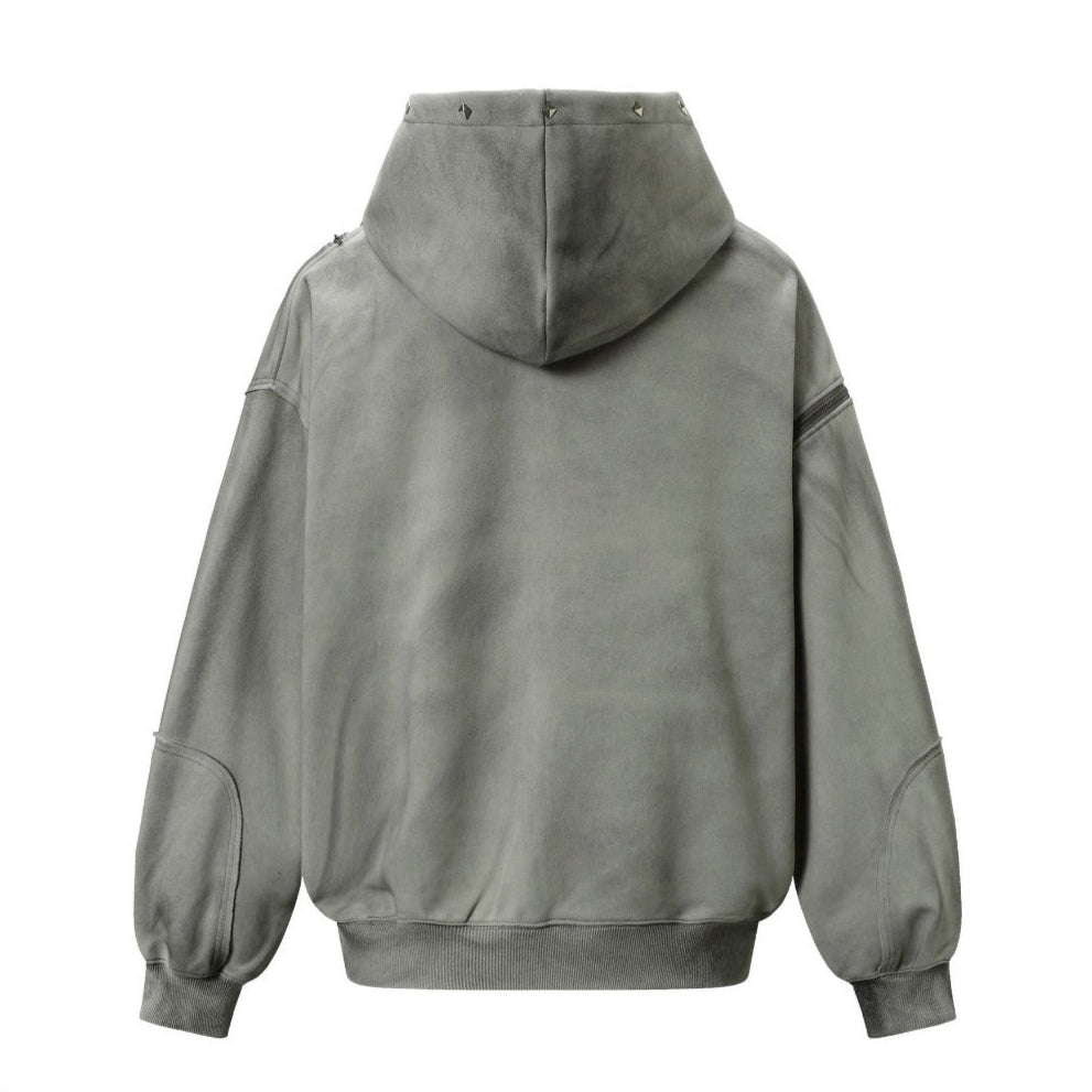 Riveted Washed Hooded Jacket - Thrashink
