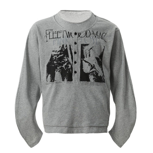 Rock Band Print Henley Collar T-Shirt - Thrashink