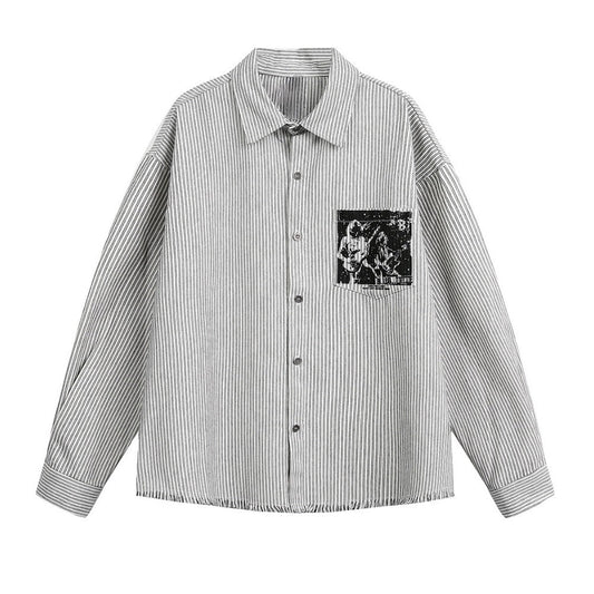Rocker Print Stripe Shirt - Thrashink