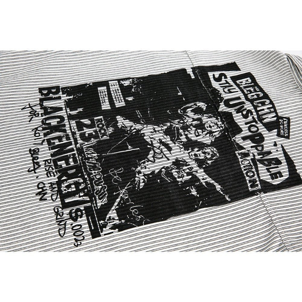 Rocker Print Stripe Shirt - Thrashink