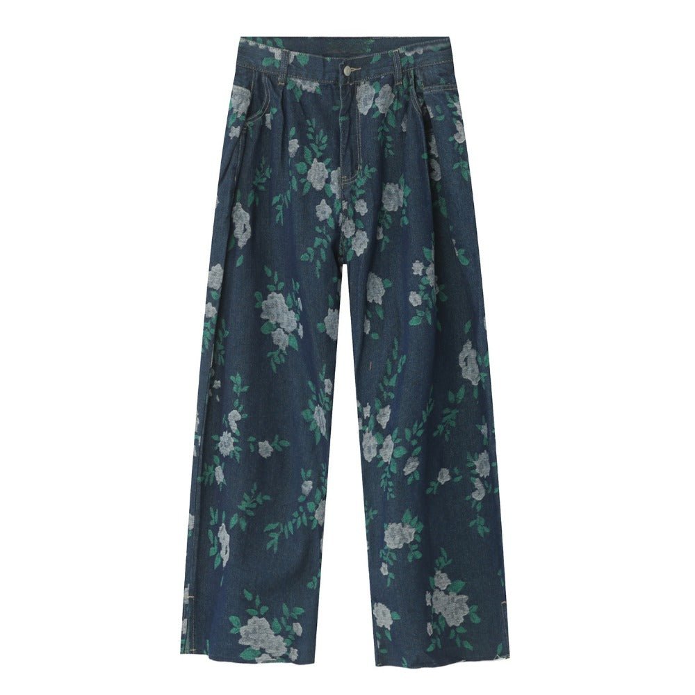 Romantic Garden Flower Patterned Jeans - Thrashink