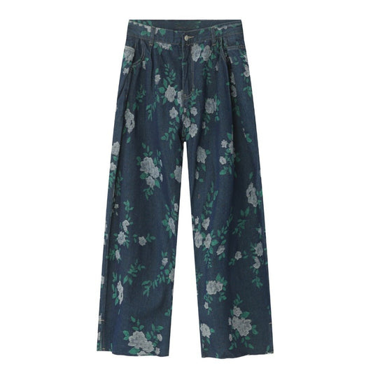Romantic Garden Flower Patterned Jeans - Thrashink