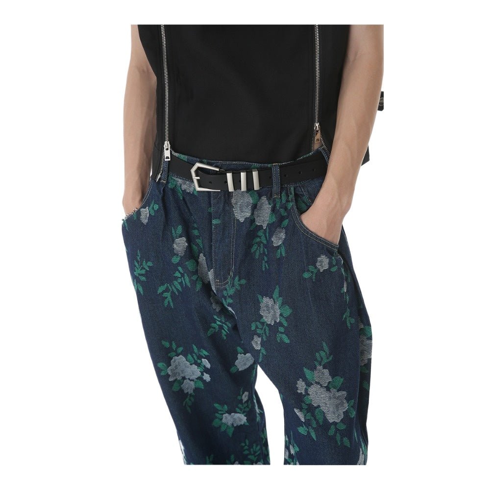 Romantic Garden Flower Patterned Jeans - Thrashink
