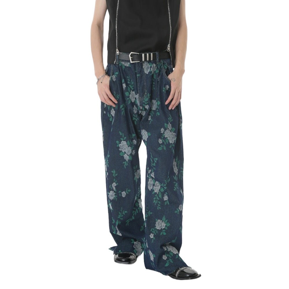 Romantic Garden Flower Patterned Jeans - Thrashink