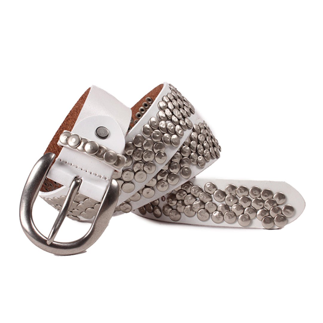 Round Rivet Leather Belt - Thrashink
