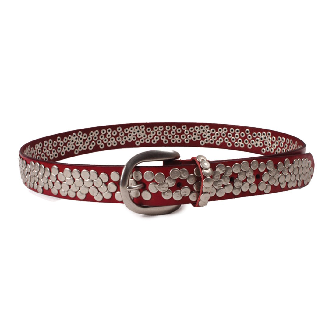 Round Rivet Leather Belt - Thrashink