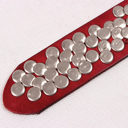 Round Rivet Leather Belt - Thrashink