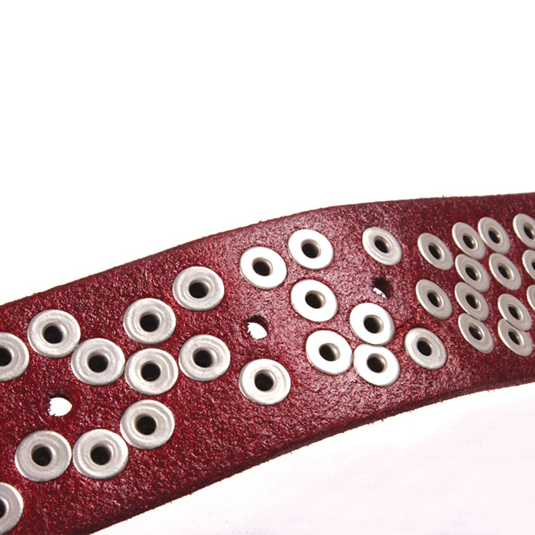 Round Rivet Leather Belt - Thrashink