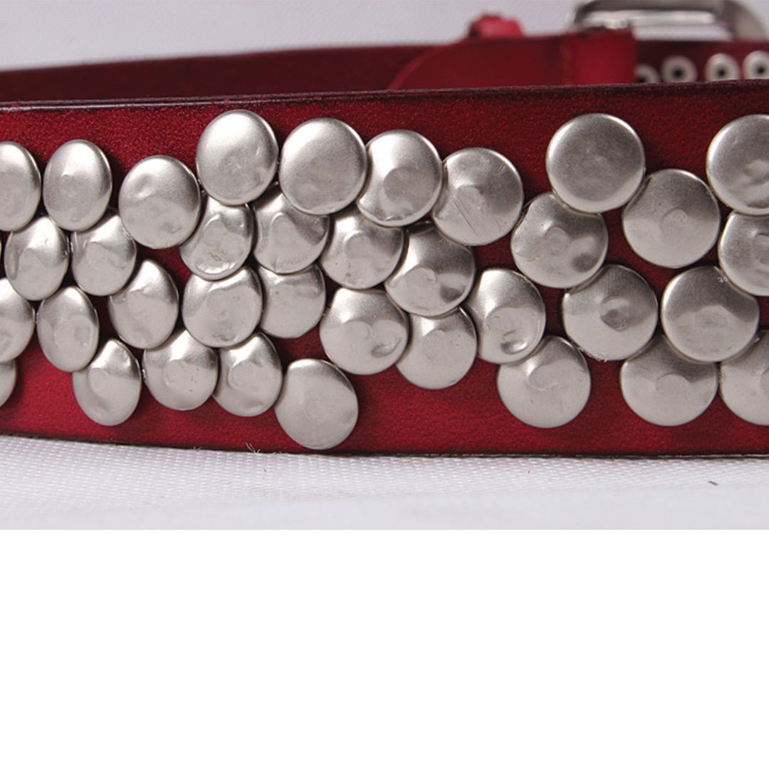 Round Rivet Leather Belt - Thrashink