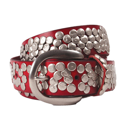 Round Rivet Leather Belt - Thrashink