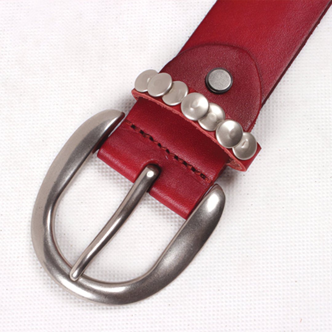 Round Rivet Leather Belt - Thrashink