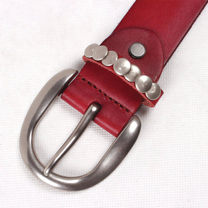 Round Rivet Leather Belt - Thrashink