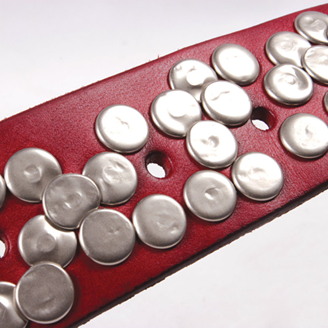 Round Rivet Leather Belt - Thrashink