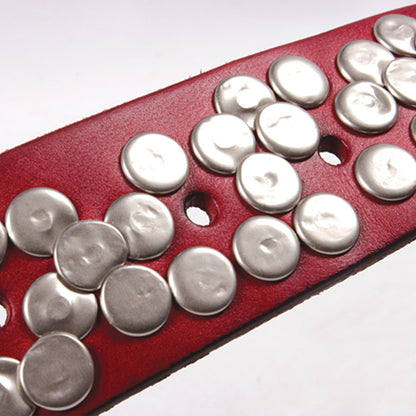 Round Rivet Leather Belt - Thrashink