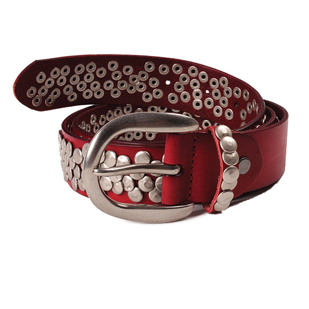 Round Rivet Leather Belt - Thrashink