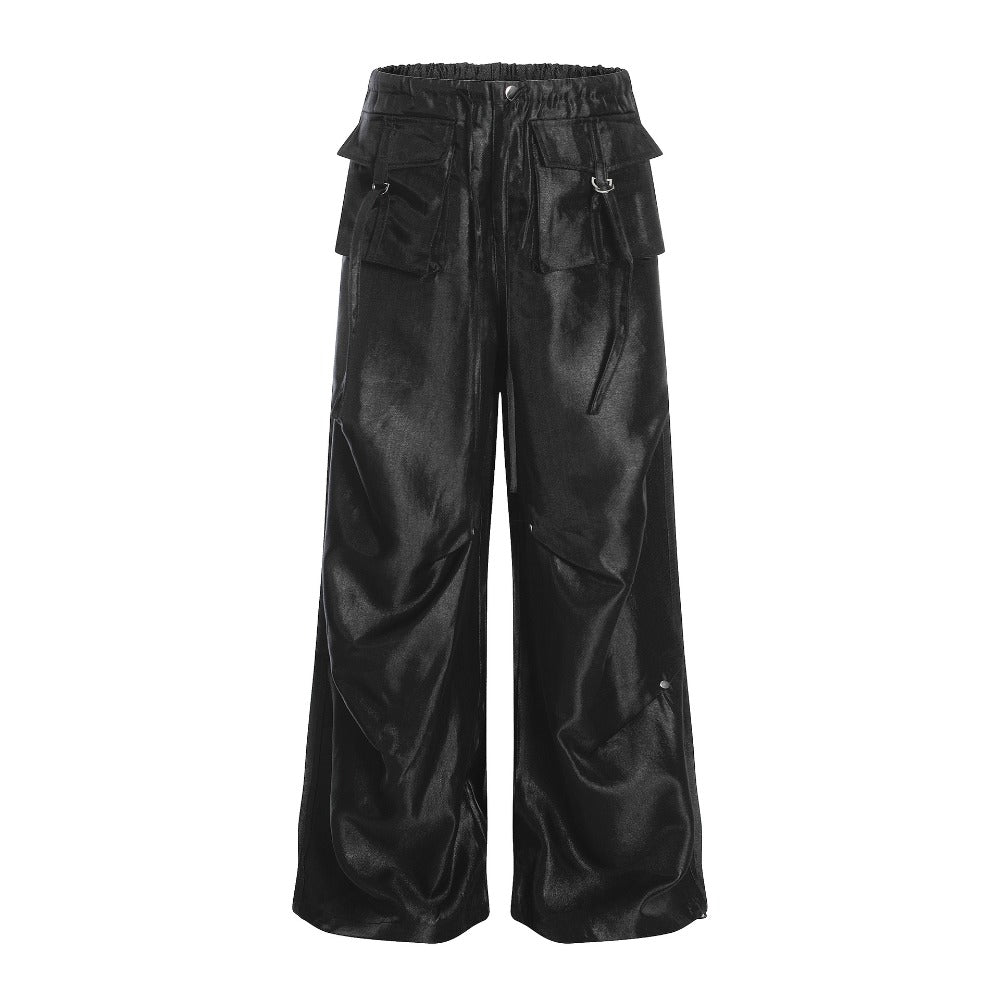Satin Cargo Wide - Leg Pants - Thrashink