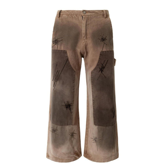 Scratched Patchwork Cargo Pants - Thrashink