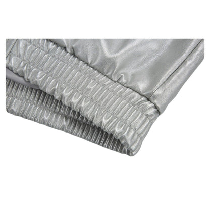 Shiny Lapel Collar PU Leather Jacket - Thrashink