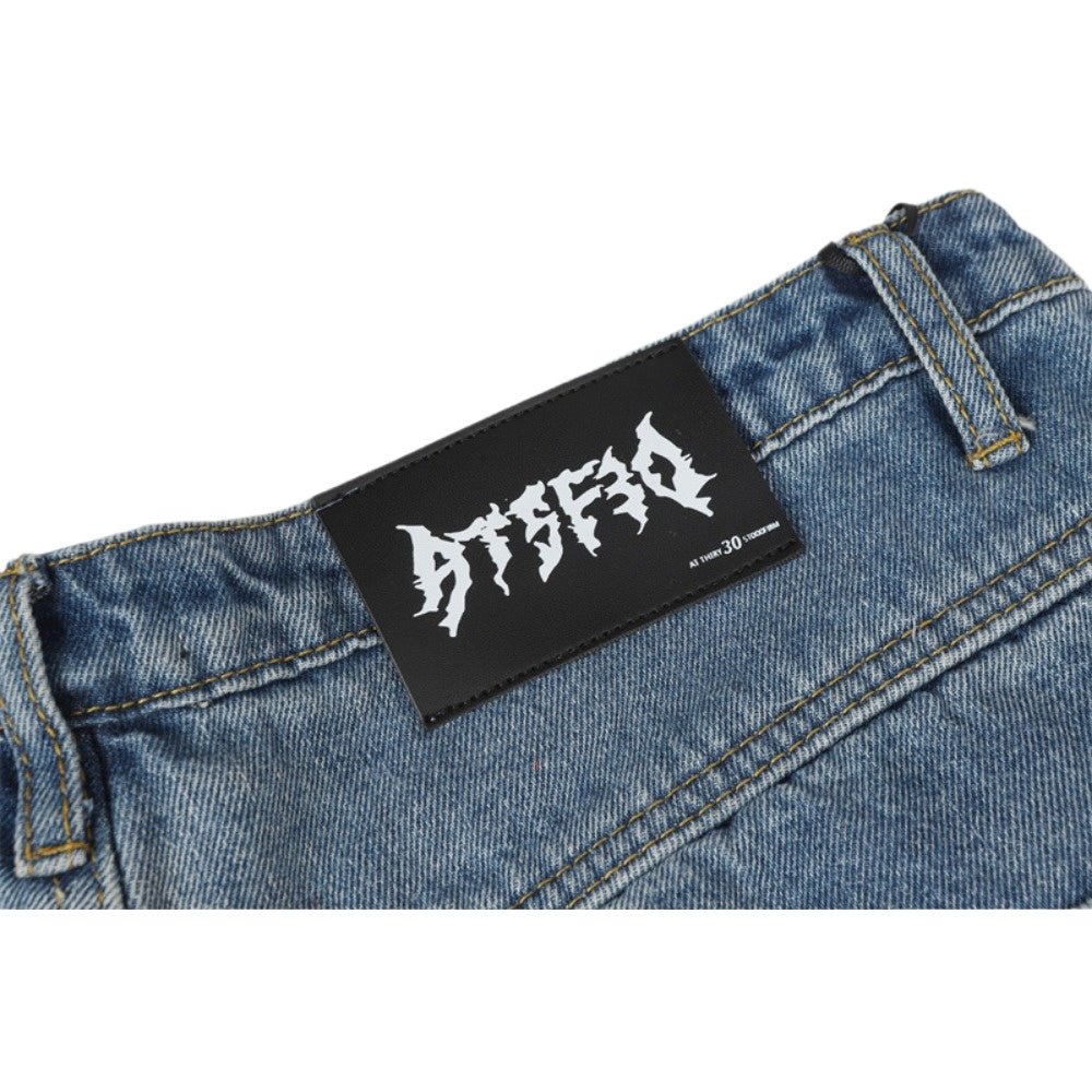 Shredded Camo Patchwork Destroyed Jeans - Thrashink