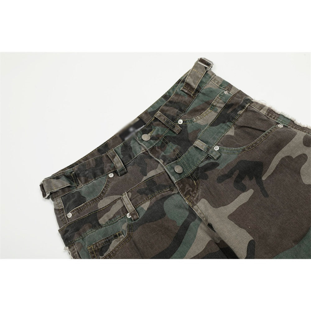 Side Adjustable Belts Camo Cargo Pants - Thrashink