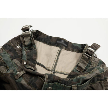 Side Adjustable Belts Camo Cargo Pants - Thrashink
