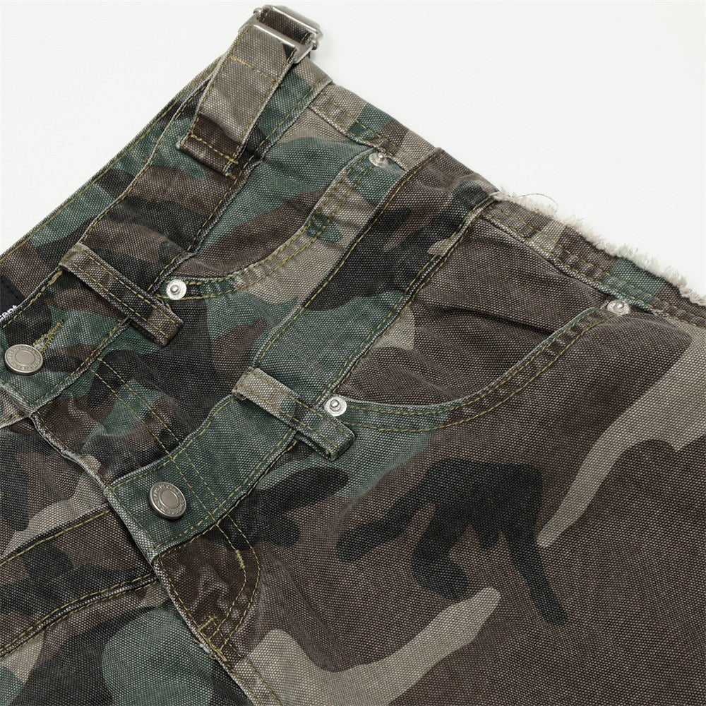 Side Adjustable Belts Camo Cargo Pants - Thrashink