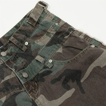 Side Adjustable Belts Camo Cargo Pants - Thrashink