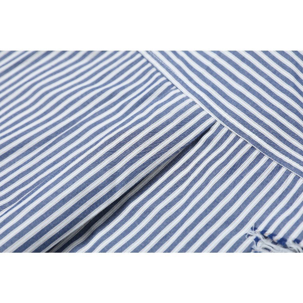 Silhouette Striped Washed Long - sleeve Shirt - Thrashink