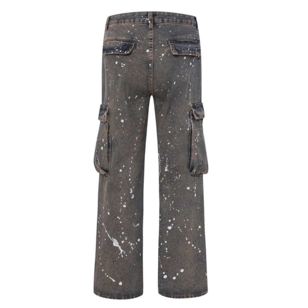 Silver Splatter Cargo Jeans - Thrashink