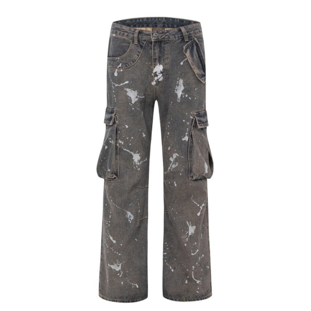 Silver Splatter Cargo Jeans - Thrashink