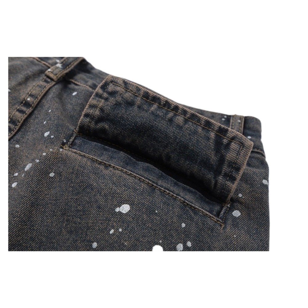 Silver Splatter Cargo Jeans - Thrashink
